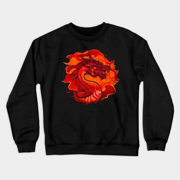 "Eternal Majesty: Dragon Zodiac Wonder Ukiyo-e" - Chinese Zodiac Dragon Crewneck Sweatshirt by stickercuffs